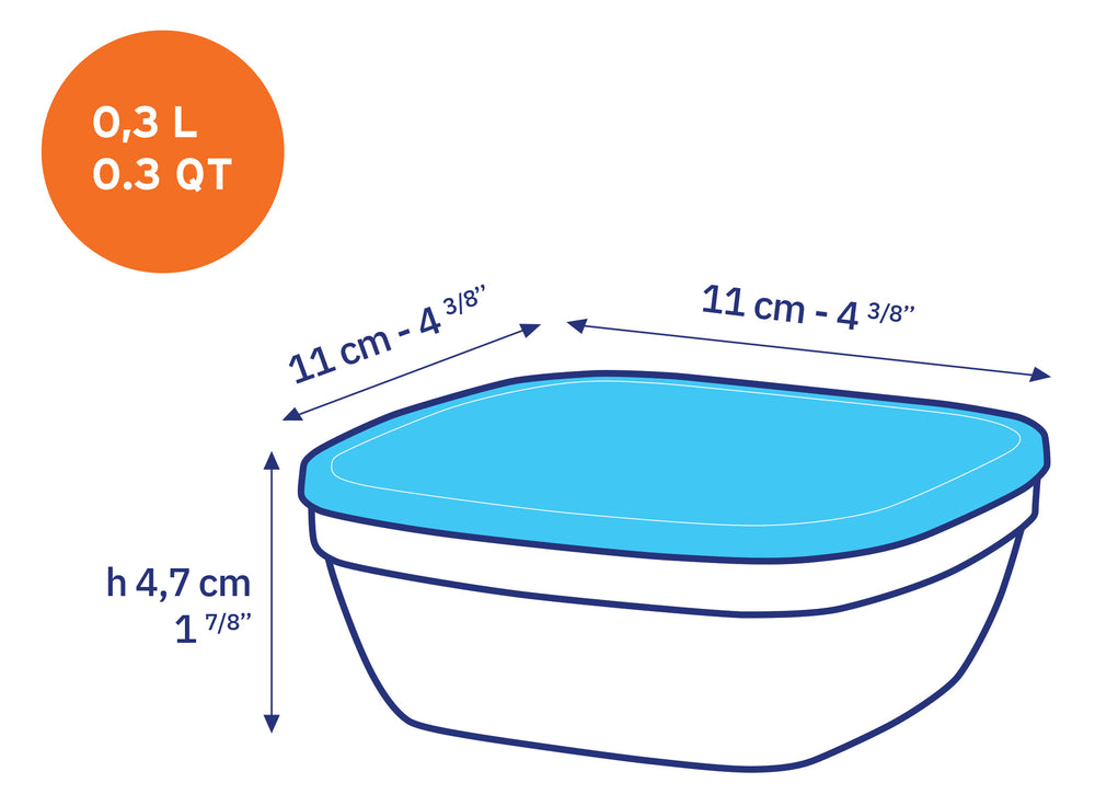 Freshbox - Boite de conservation carrée couvercle bleu 30cl - Image 2