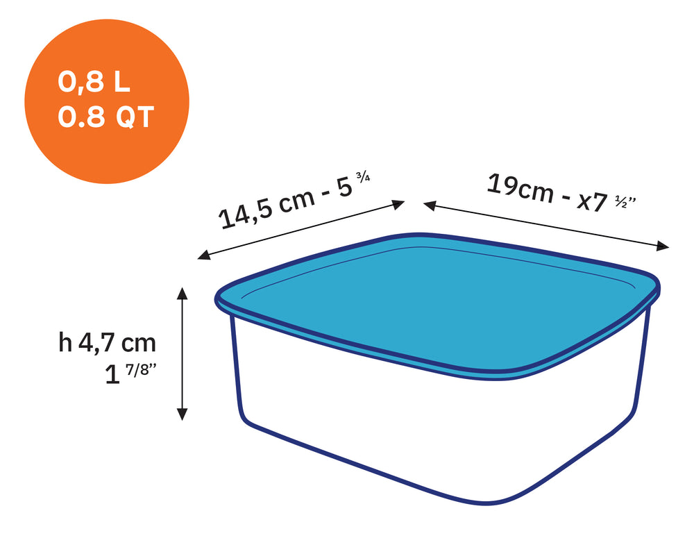 Freshbox - Boite de conservation rectangulaire couvercle blanc 80cl - Image 2