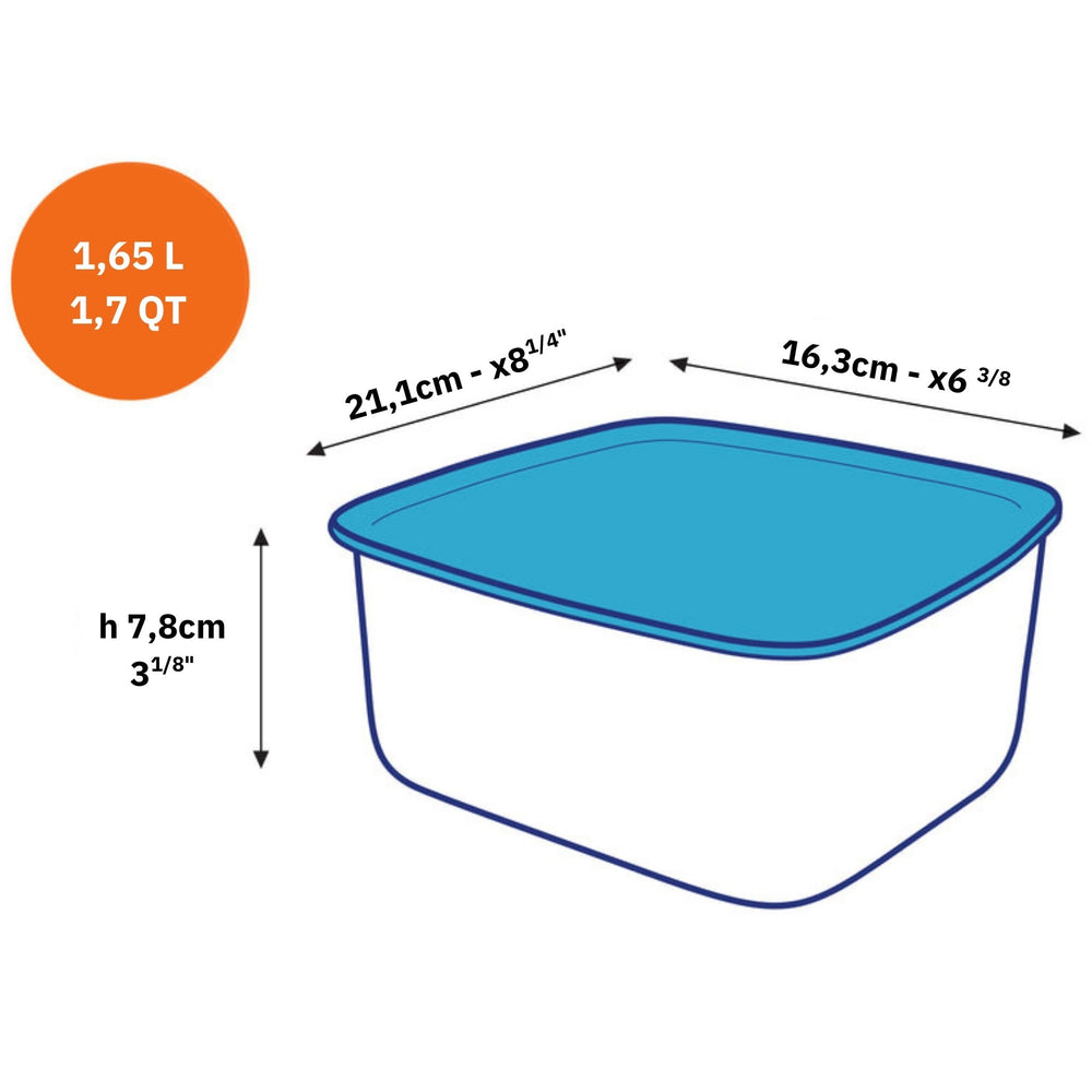 Freshbox - Boite de conservation rectangulaire couvercle bleu 1,65L - Image 2