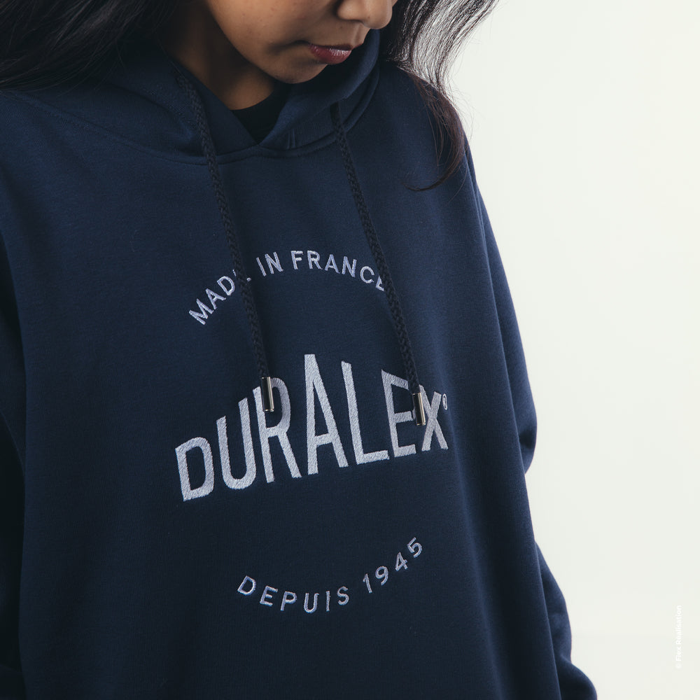 Sweat bleu - Broderie Duralex blanche - Taille L - Image 2